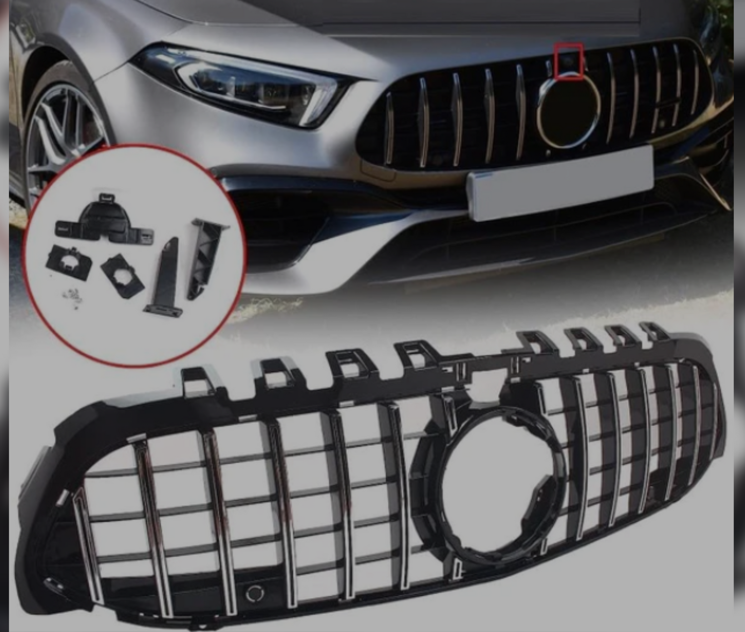 GTR Black Chrome Show Grill  Compatible With Mercedes Benz A-Class W177 (2019-2023) Tag 112