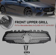 Diamond Silver Chrome Show Grill Compatible With Mercedes Benz A-Class W177 (2019-2023) Tag 113