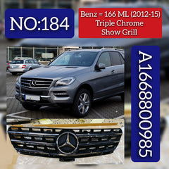 Triple Chrome Show Grille 1668800985 (A1668800985) Compatible With Mercedes-Benz ML-Class W166 (2012-2015) Tag No.184