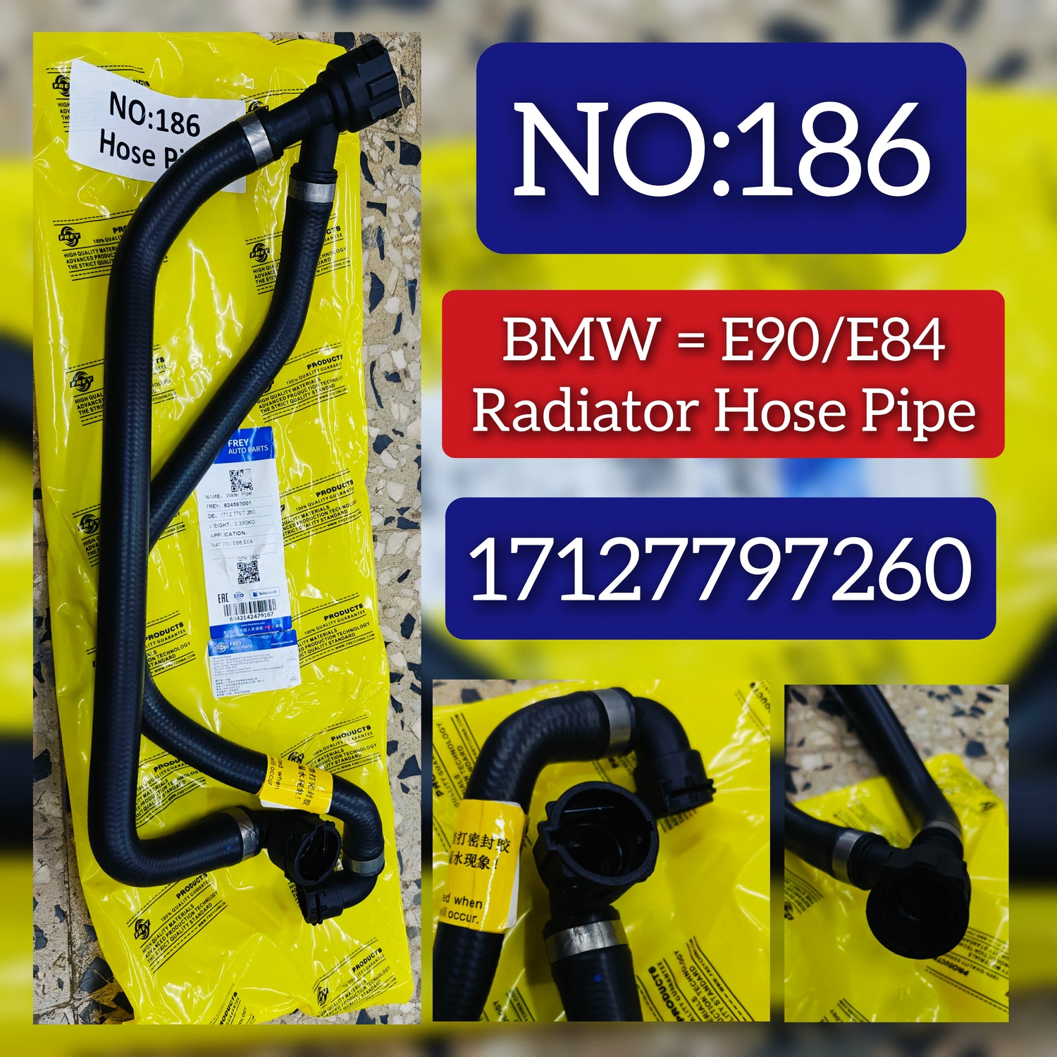 Radiator Hose Pipe 17127797260 Compatible With BMW 3-Series (E90) & X1 (E84) Tag No.186