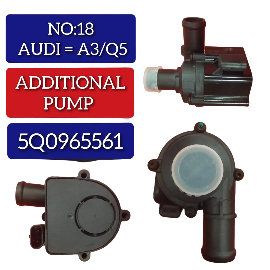 Auxiliary Water Pump 5Q0965561 5Q0965561B 5Q0965567J Compatible With AUDI A3 Convertible (8V7, 8VE) | A3 / S3 & Q2 (GAB, GAG) & TT (FV3, FVP)  & SKODA OCTAVIA III (5E3, NL3, NR3) & SUPERB III (3V3) & VW POLO V (6R1, 6C1) Tag No.18