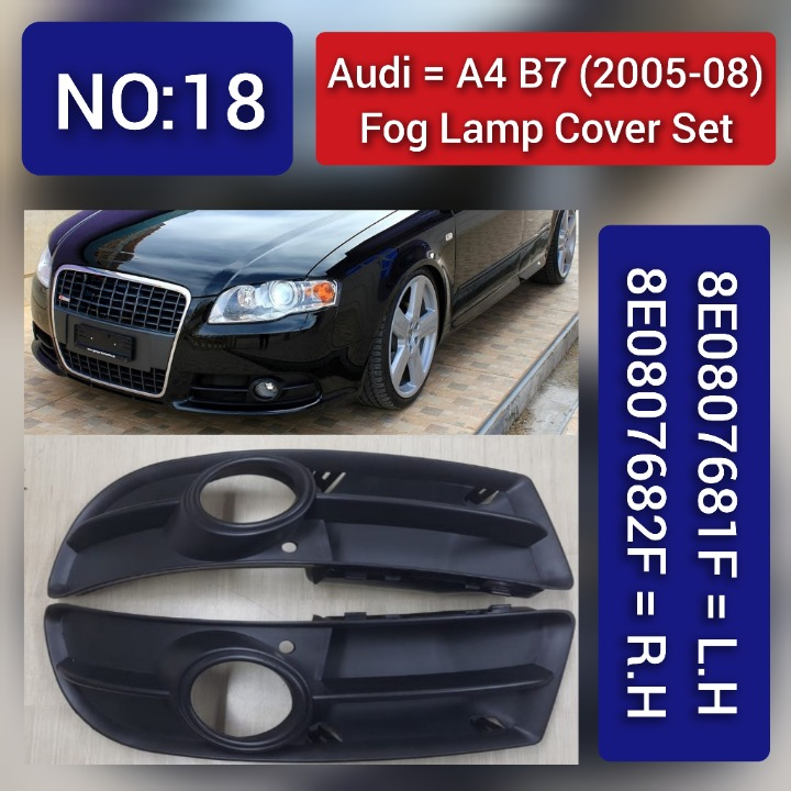 Fog Lamp Cover Compatible With AUDI A4 B7 2005-2008 Fog Lamp Cover Left 8E0807681F & Right 8E0807682F Tag-FC-18
