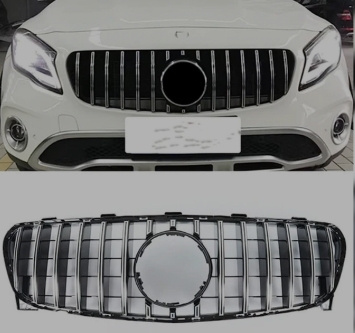 GTR Silver Chrome Show Grill Compatible With  Mercedes Benz GLA-Class W156 (2014-2016) Tag 127
