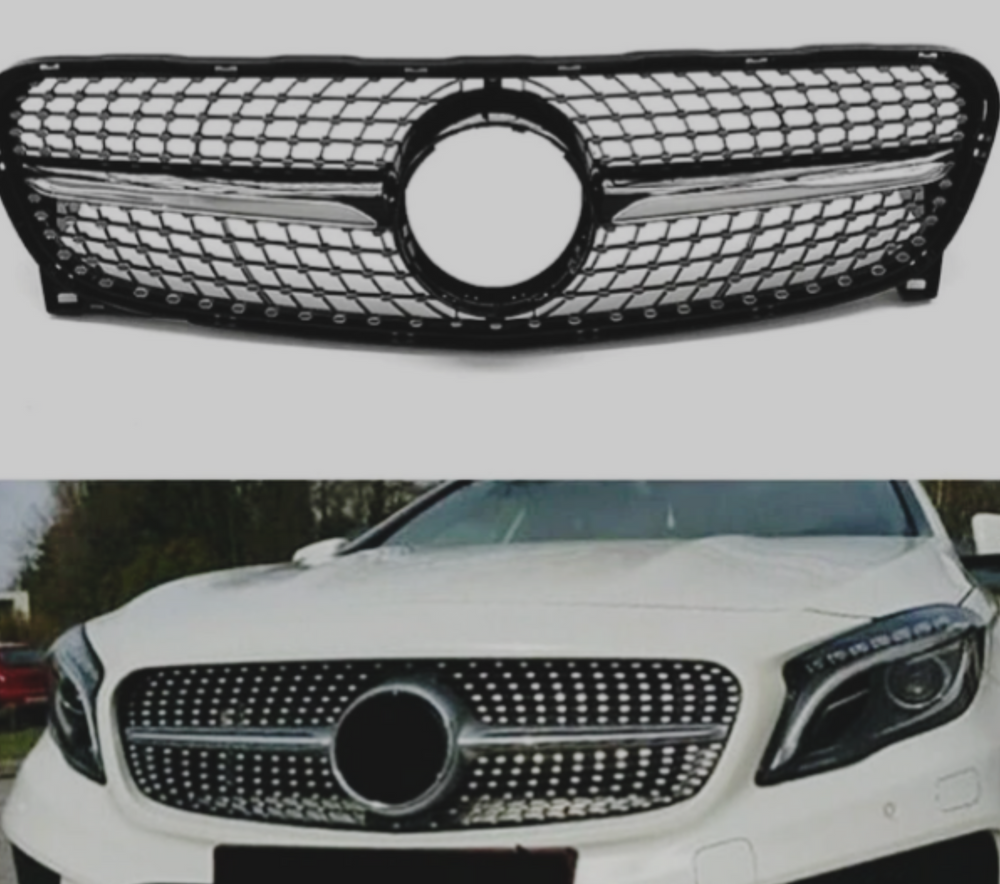 Diamond Black Chrome Show Grill  Compatible With  Mercedes Benz GLA-Class W156 (2014-2016) Tag 124