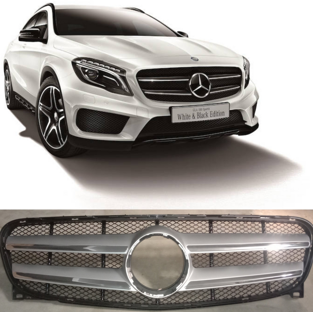 GLA AMG Silver Chrome Show Grill Compatible With   Mercedes Benz GLA-Class W156 (2014-2016) Tag 121
