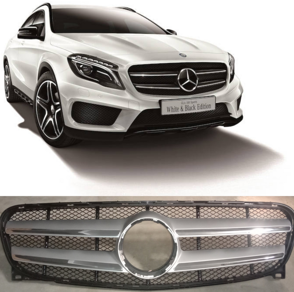 GLA AMG Silver Chrome Show Grill Compatible With   Mercedes Benz GLA-Class W156 (2014-2016) Tag 121