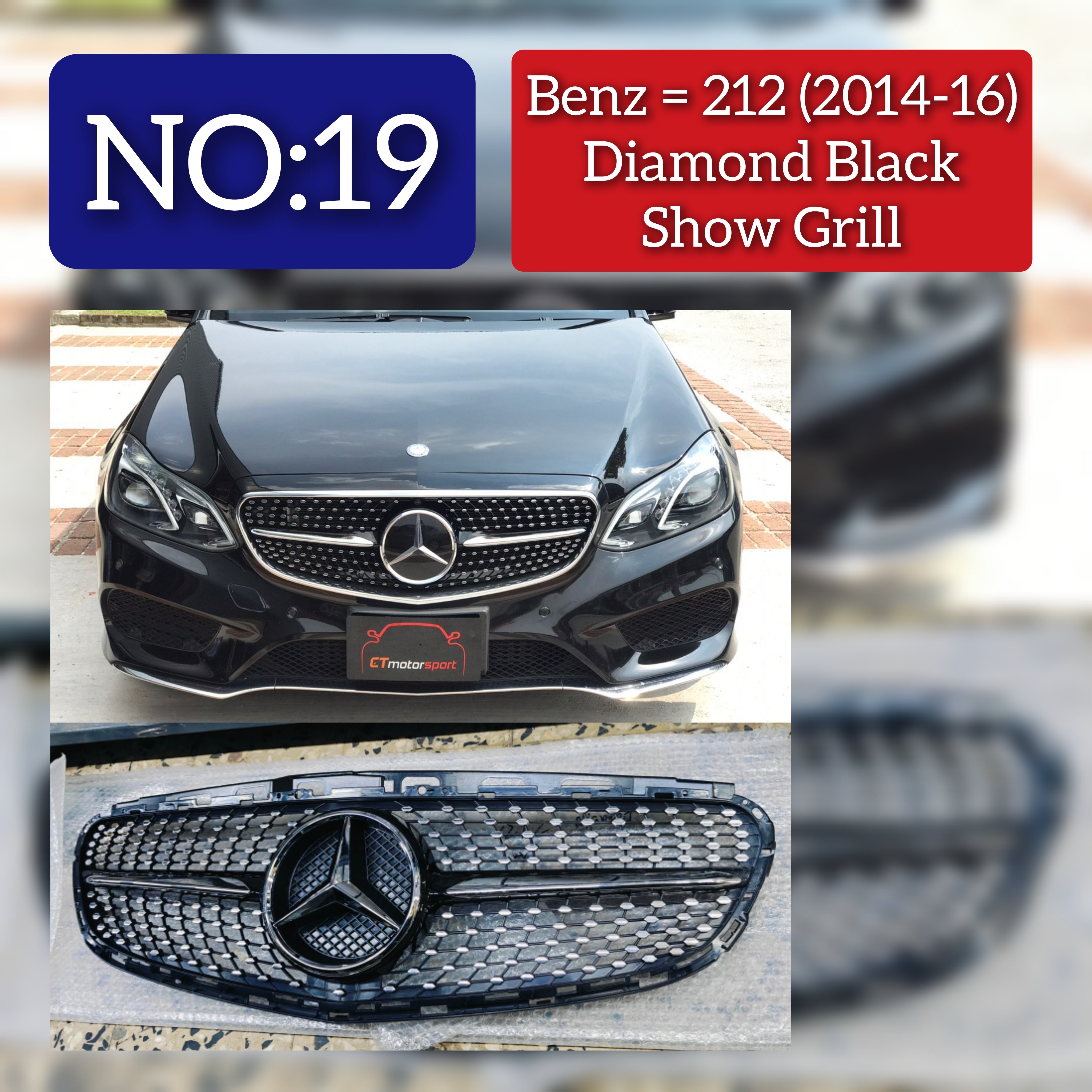 Diamond Black Show Grill Compatible With Mercedes Benz E-CLASS  W212 T-2  Tag 19