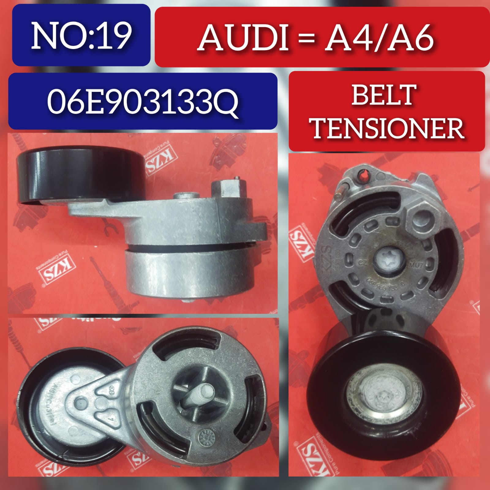 Belt Tensioner With Pulley 06E903133Q 06E903133R 06E903133T Compatible With AUDI A4 B8 (8K2) | A4 / S4 & A5 Sportback (8TA) | A5 / S5 & A6 C6 (4F2) | A6 / S6