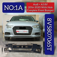 Front Complete Bumper With Hole 8V5807065T 8V5807065S Compatible With Audi A3 Convertible (8V7, 8VE) & A3 Limousine (8VS, 8VM) - (2016-2020) Tag No.1A