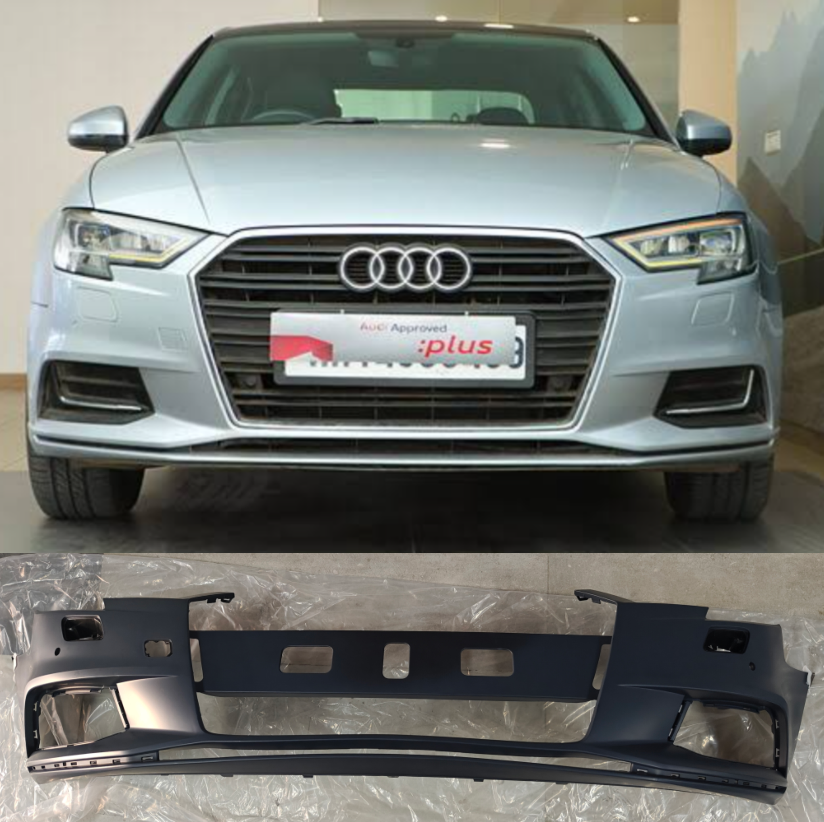 Front Complete Bumper With Hole 8V5807065T 8V5807065S Compatible With Audi A3 Convertible (8V7, 8VE) & A3 Limousine (8VS, 8VM) - (2016-2020) Tag No.1A