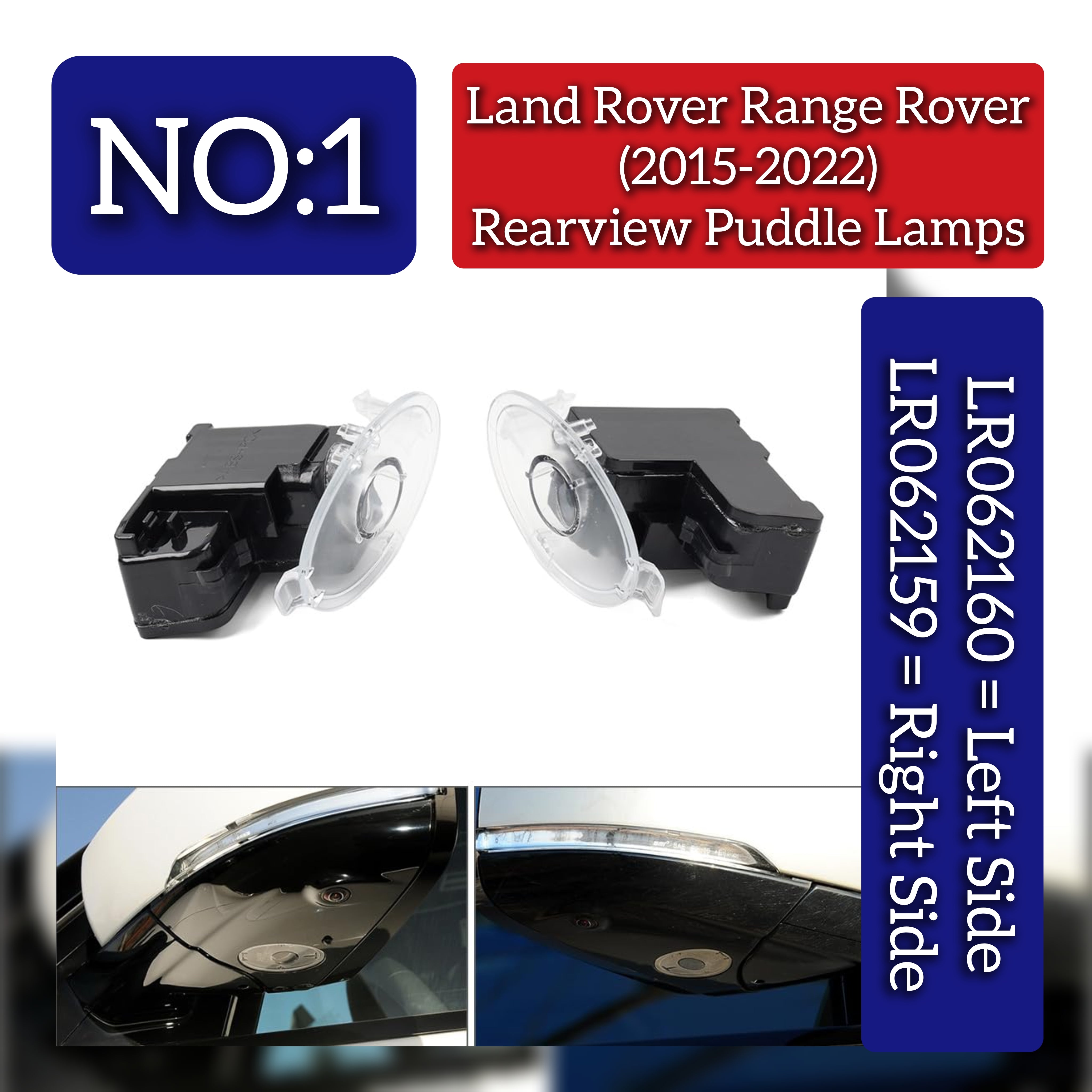 Rearview Puddle Lamps Left LR062160 & Right LR062159 Compatible With Land Rover Range Rover (2015-2022) Tag No.1