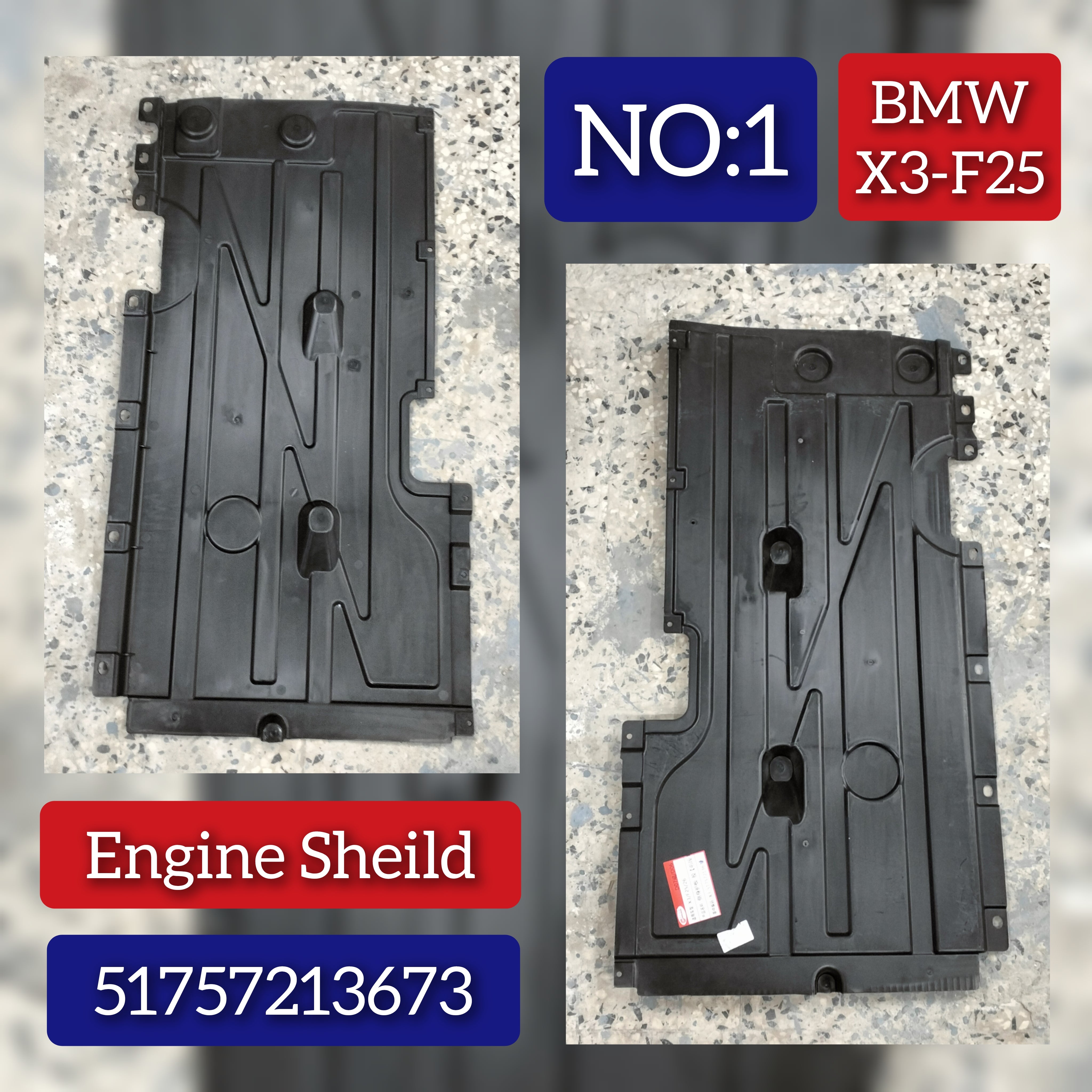 Front Engine Splash Shield 51757213673 Compatible with BMW X3 F25 Tag No.1