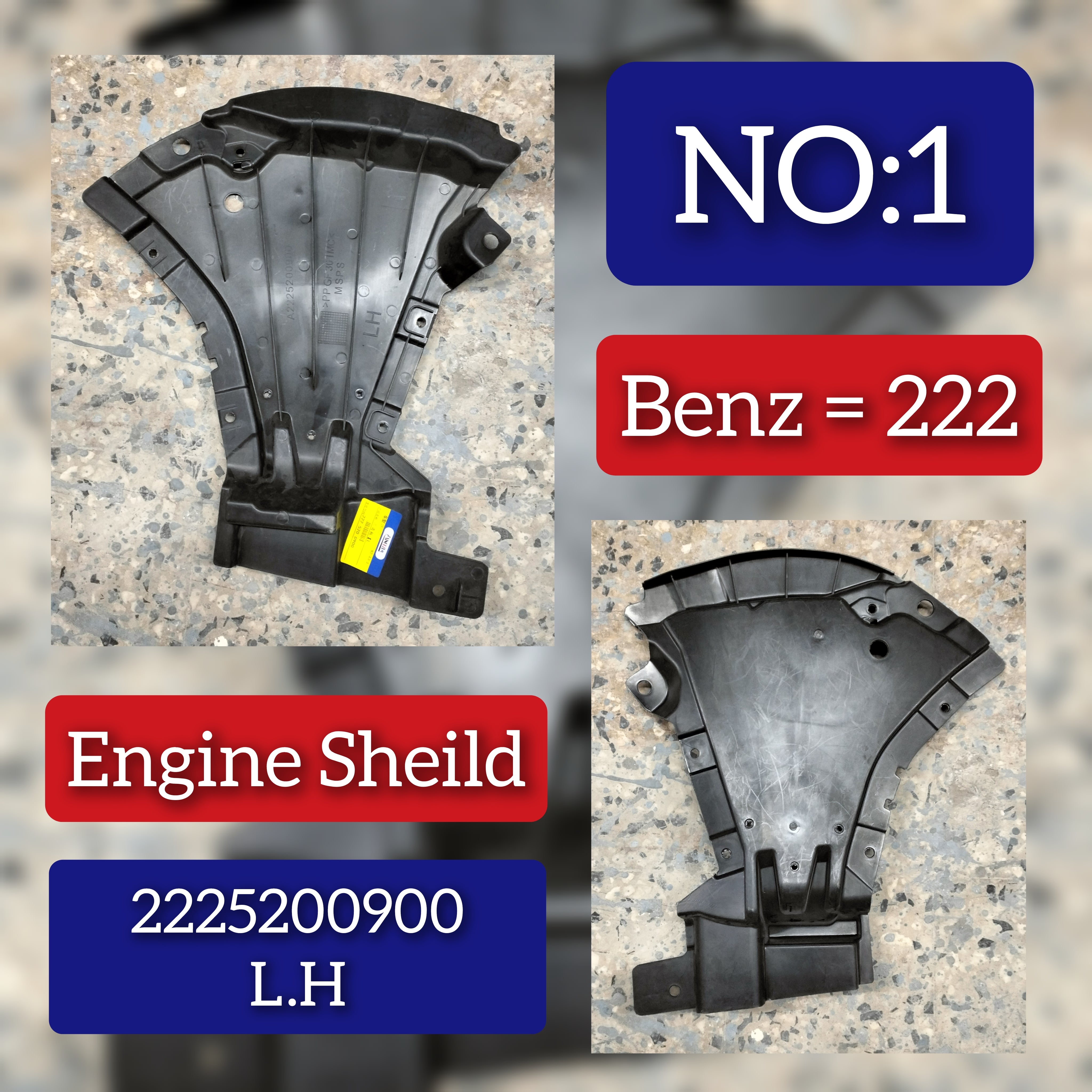 Front Left Radiator Support Splash Shield 2225200900 Compatible With MERCEDES-BENZ S-CLASS W222 Tag No.1