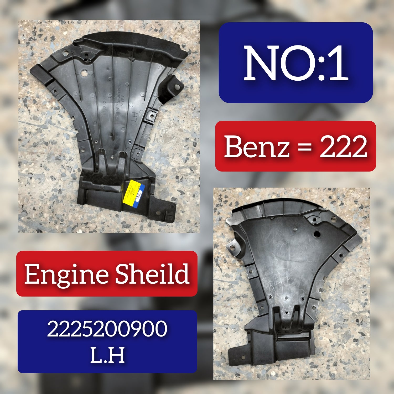 Front Left Radiator Support Splash Shield 2225200900 Compatible With MERCEDES-BENZ S-CLASS W222 Tag No.1