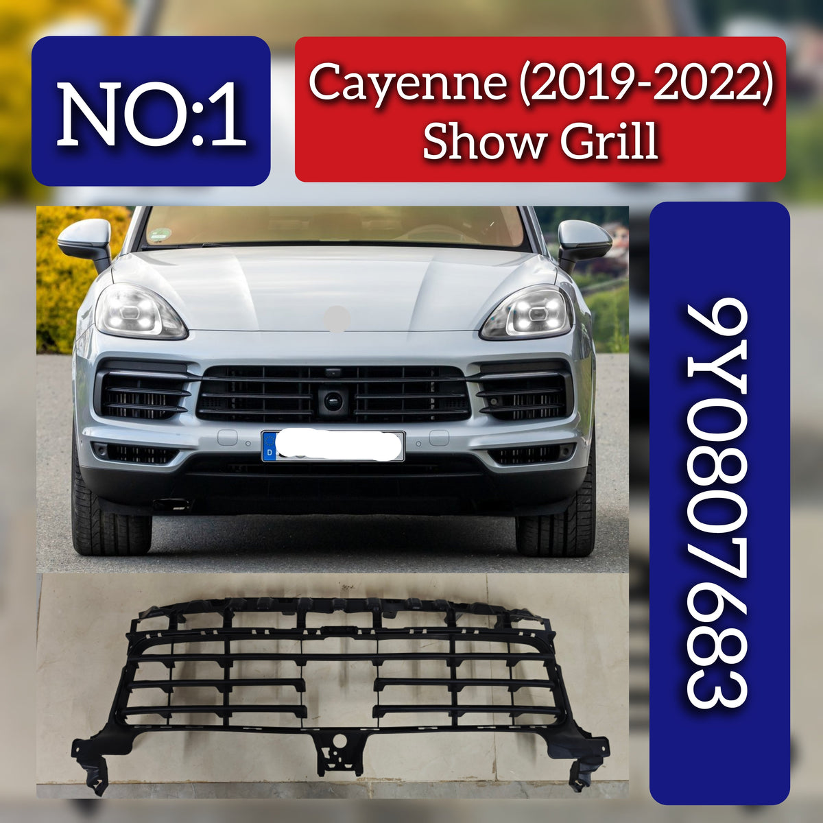 Show Grill  9Y0807683 Compatible With Porsche Cayenne (2018-2022) Tag No.1