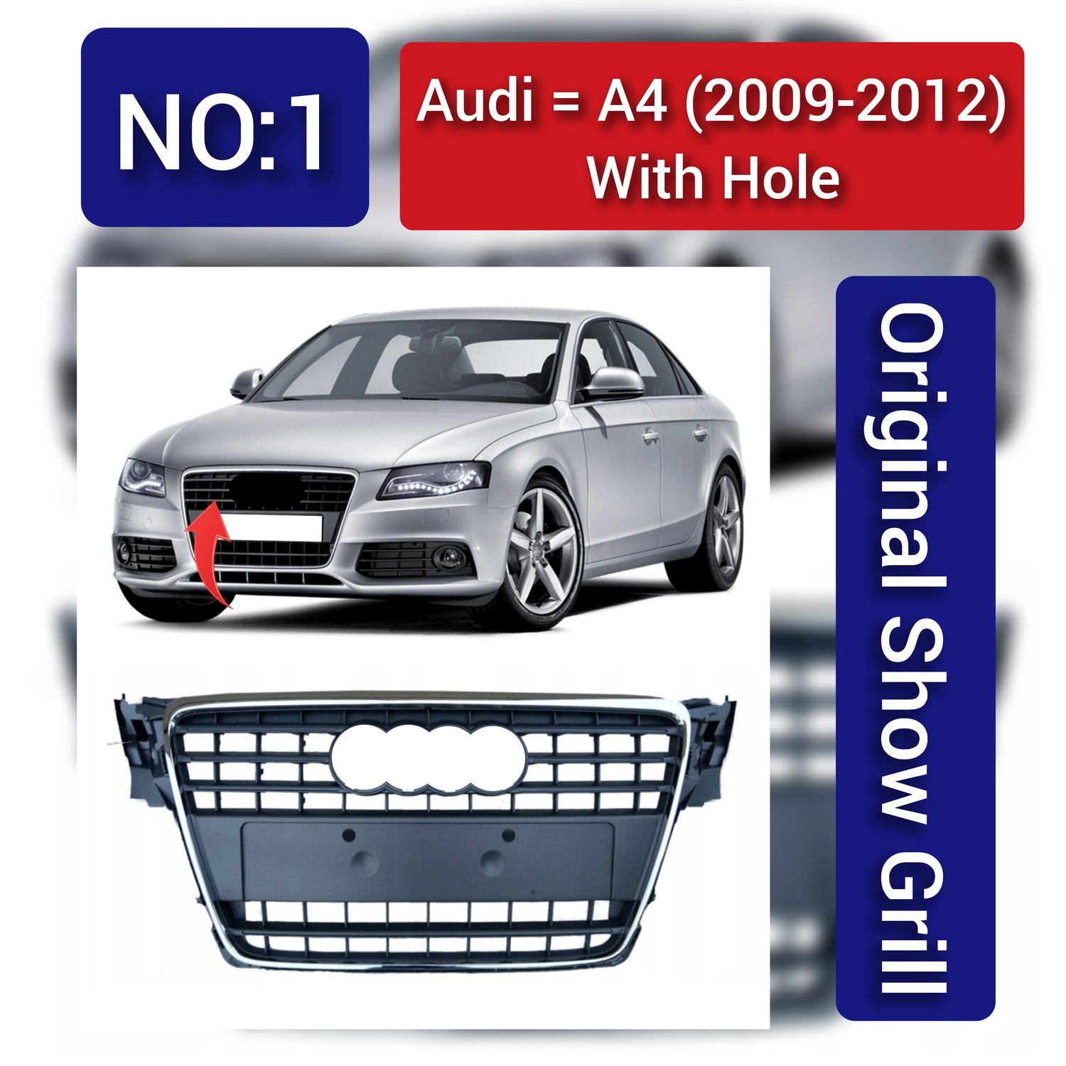 Show Grill Original Compatible With  Audi A4 B8(2009-12) Tag 1