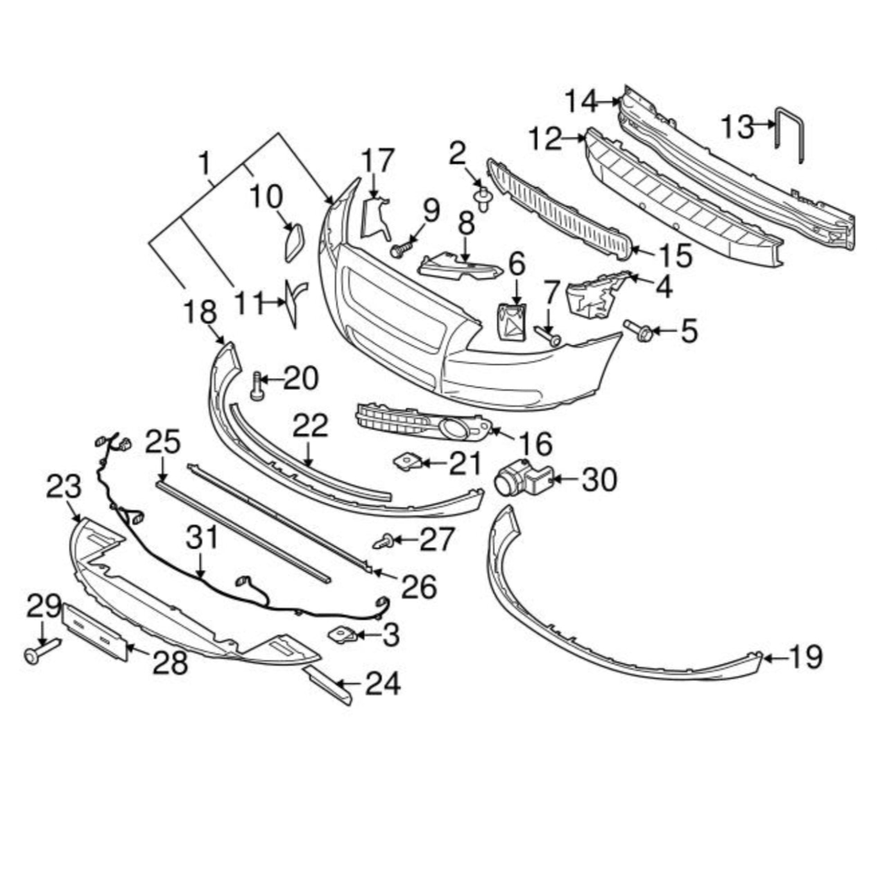 Front Bumper Sheild 30655172  Compatible With VOLVO S80 (2007-2013) Tag No.1