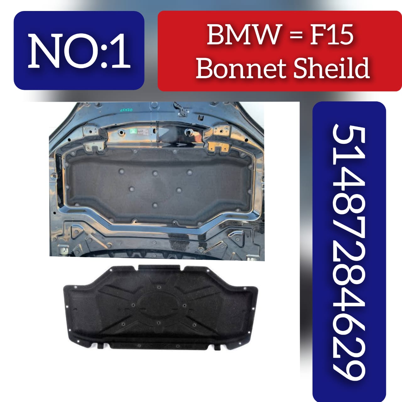 Sound Insulating Engine Hood 51487284629 Compatible with BMW X5 F15 Tag No.1