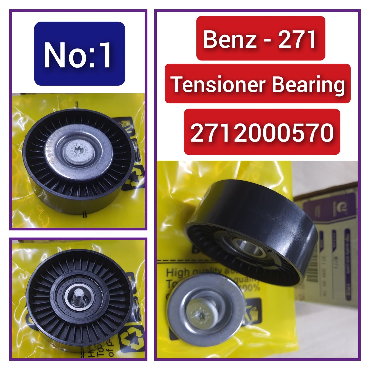 Belt Idler Pulley 2712000570 A2712000270 A2712000570  Compatible with   & C-CLASS (W204) & E-CLASS (W211) & E-CLASS (W212) Tag No.1