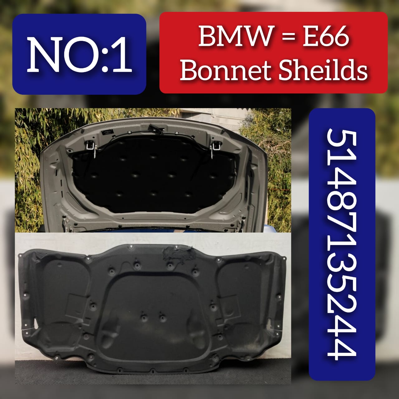 Sound Insulating Engine Hood 51487135244 51488223480 Compatible with BMW 7 Series E65 E66 E67 Tag No.1