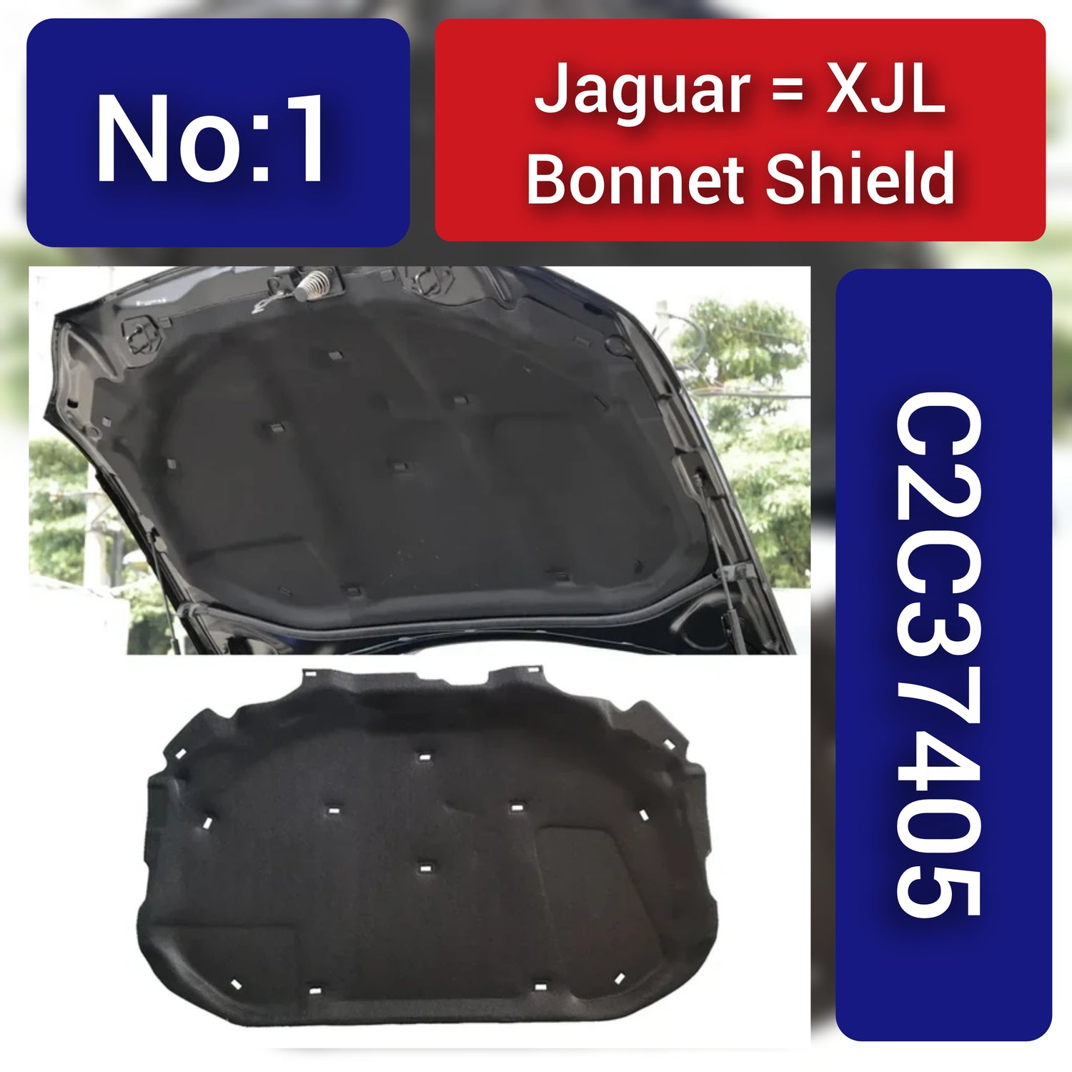 Bonnet Shield  C2C37405  C2D34879 C2D24900 Compatible With Jaguar XJ Tag No.1