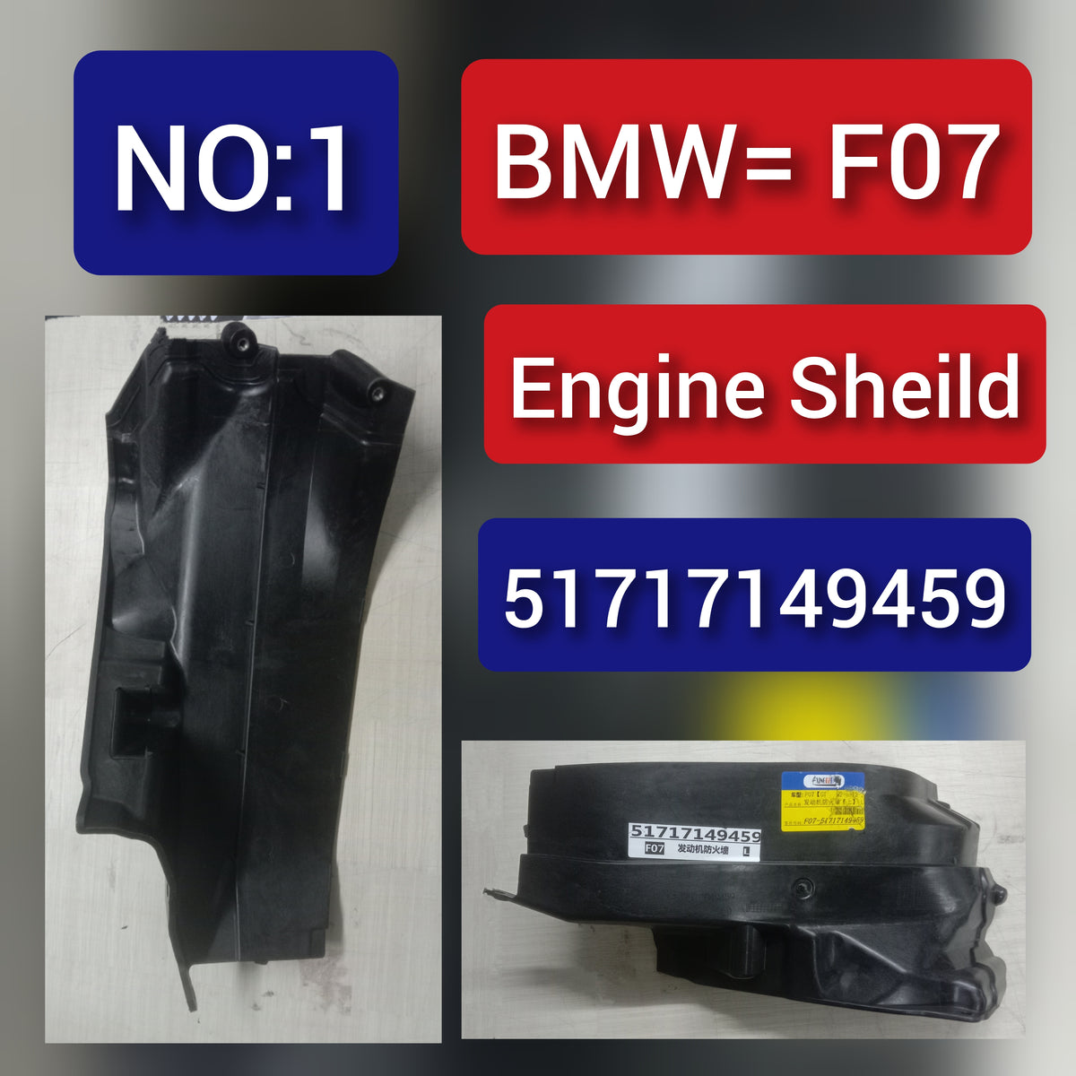 Noise Insulation Firewall Upper Left 51717149459  Compatible with BMW 5 Series F07 Tag No.1