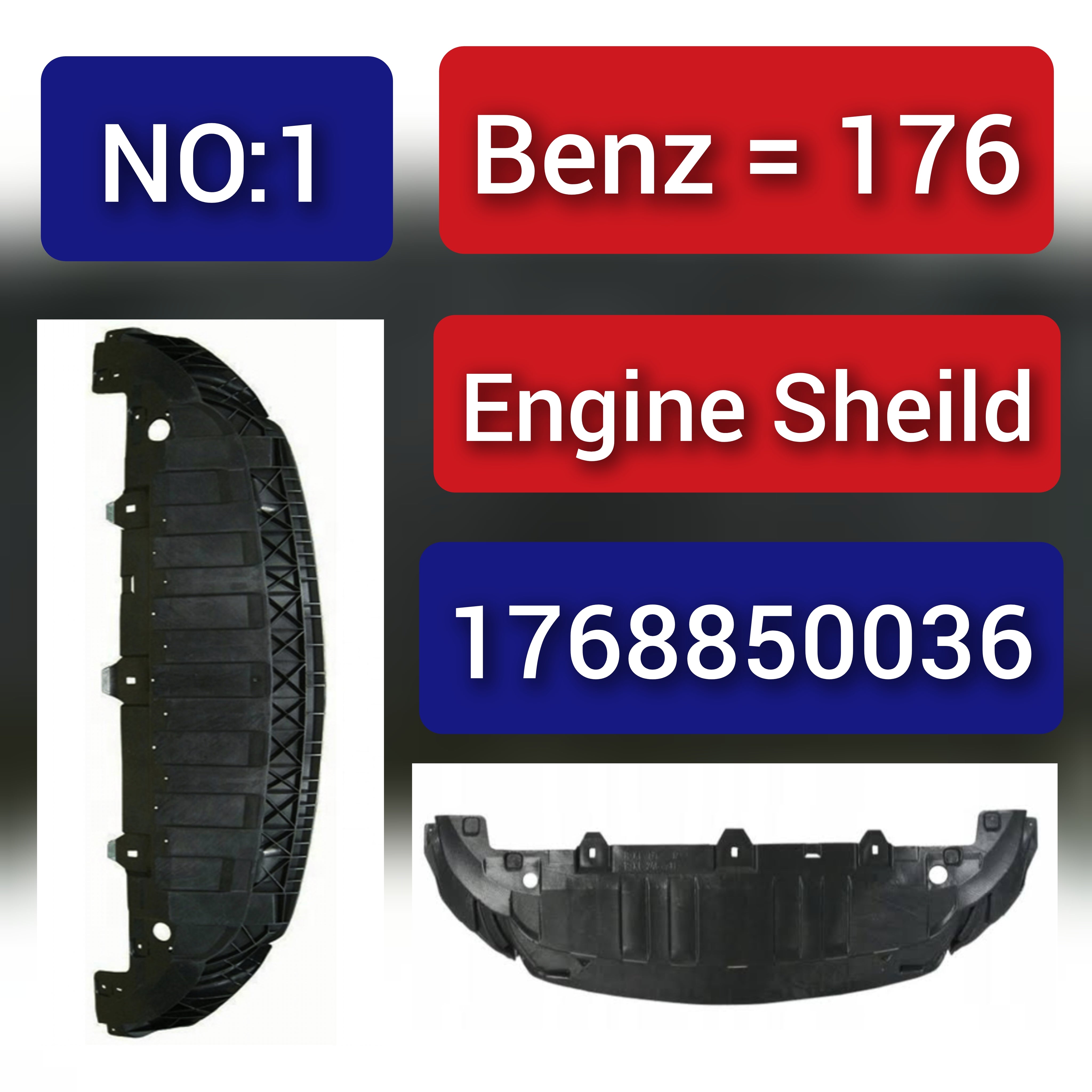 Front Bumper Undertray Cover Shield 1768850036 Compatible With  MERCEDES-BENZ A-CLASS (W176) Tag No.1