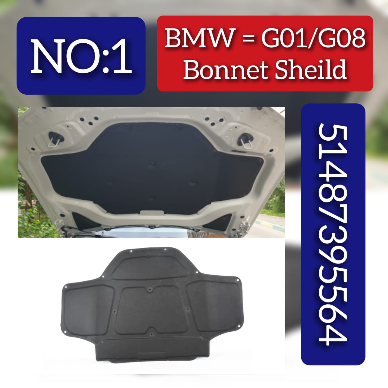 Sound Insulating Engine Hood 51487395564 Compatible with BMW X3 G01 & G08 Tag No.1