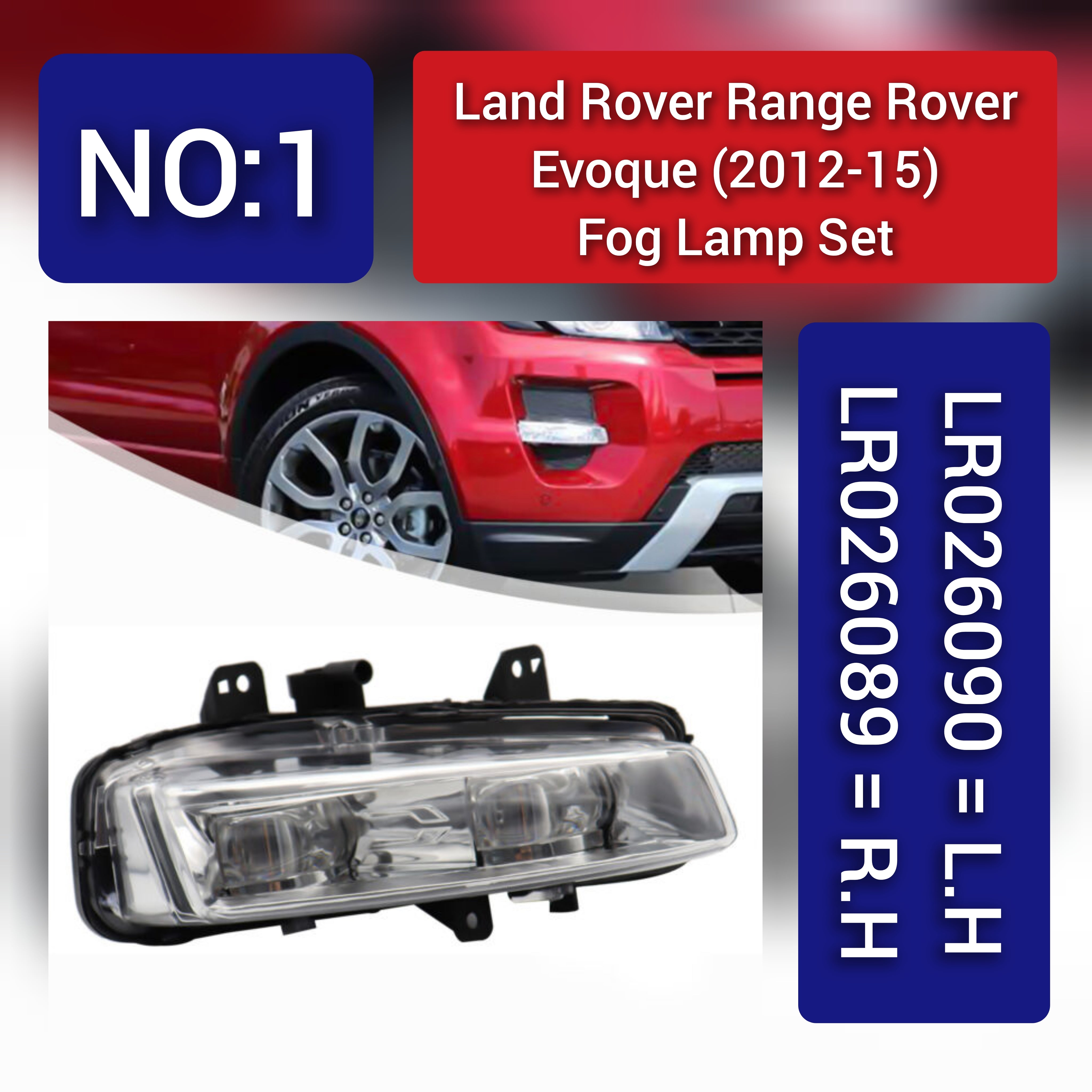 Fog Lamp Fog Light Compatible With LAND ROVER RANGE ROVER EVOQUE L538 (2012-2015) Fog Lamp Fog Light Left LR026090 & Right LR026089 Tag-FO-01