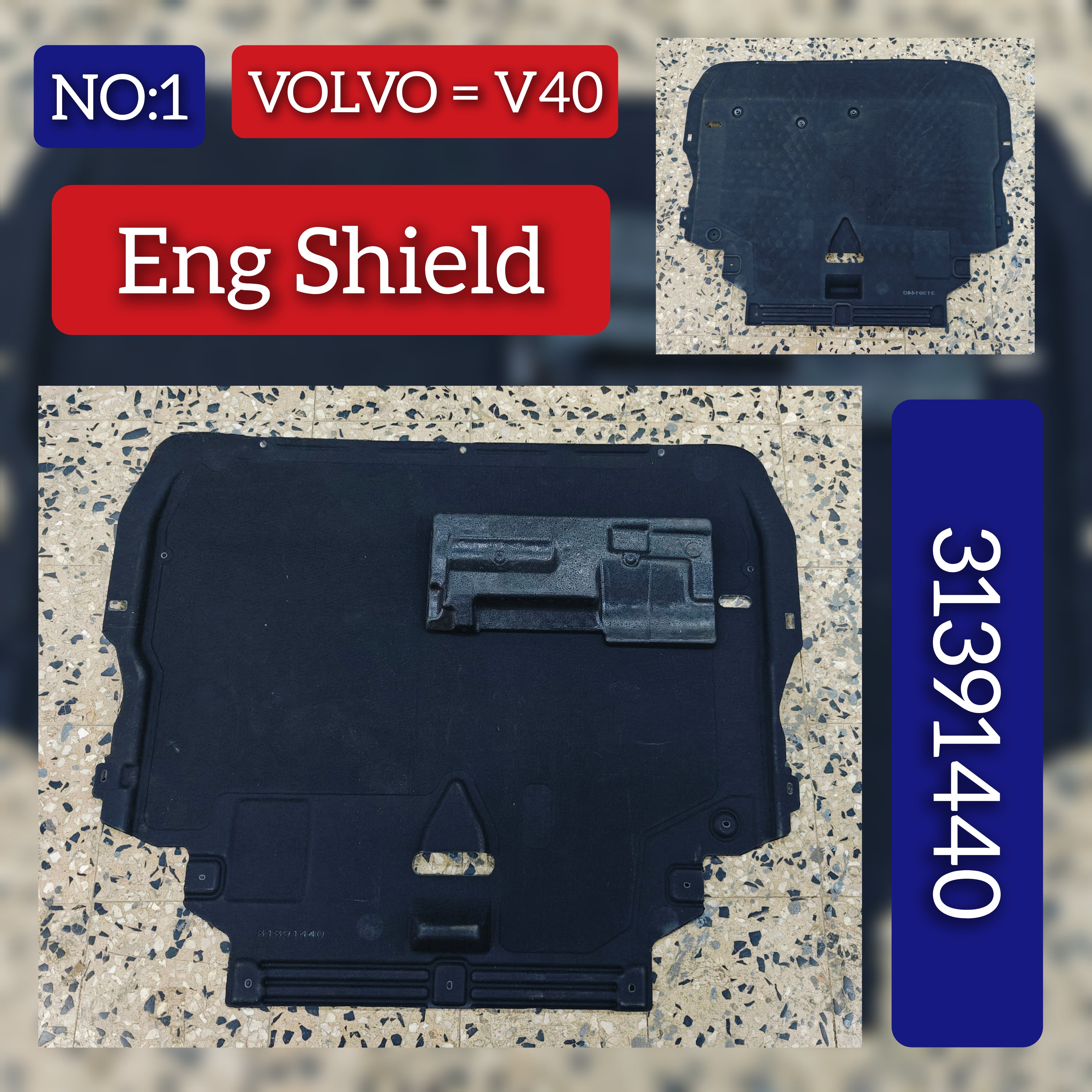 Engine Hood Insulation Pad 31391440 Compatible With VOLVO & Volvo V40 & V40 Hatchback (525) & V40 Cross Country (526) Tag No.1