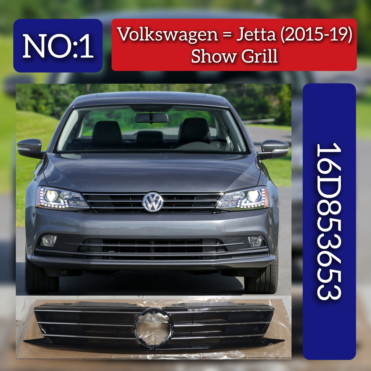 Front Bumper Show Grill 16D853653 Compatible With Volkswagen  For JETTA (2015-2019) Tag No.1
