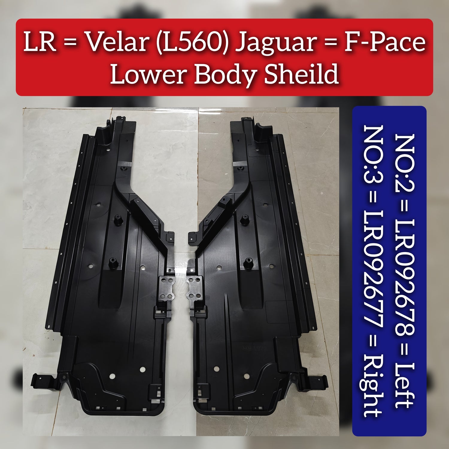 Lower Body Sheild Right LR092677 T4A17503 Compatible With Land Rover Range Rover Velar - L560 & Jaguar F Pace Tag No.3