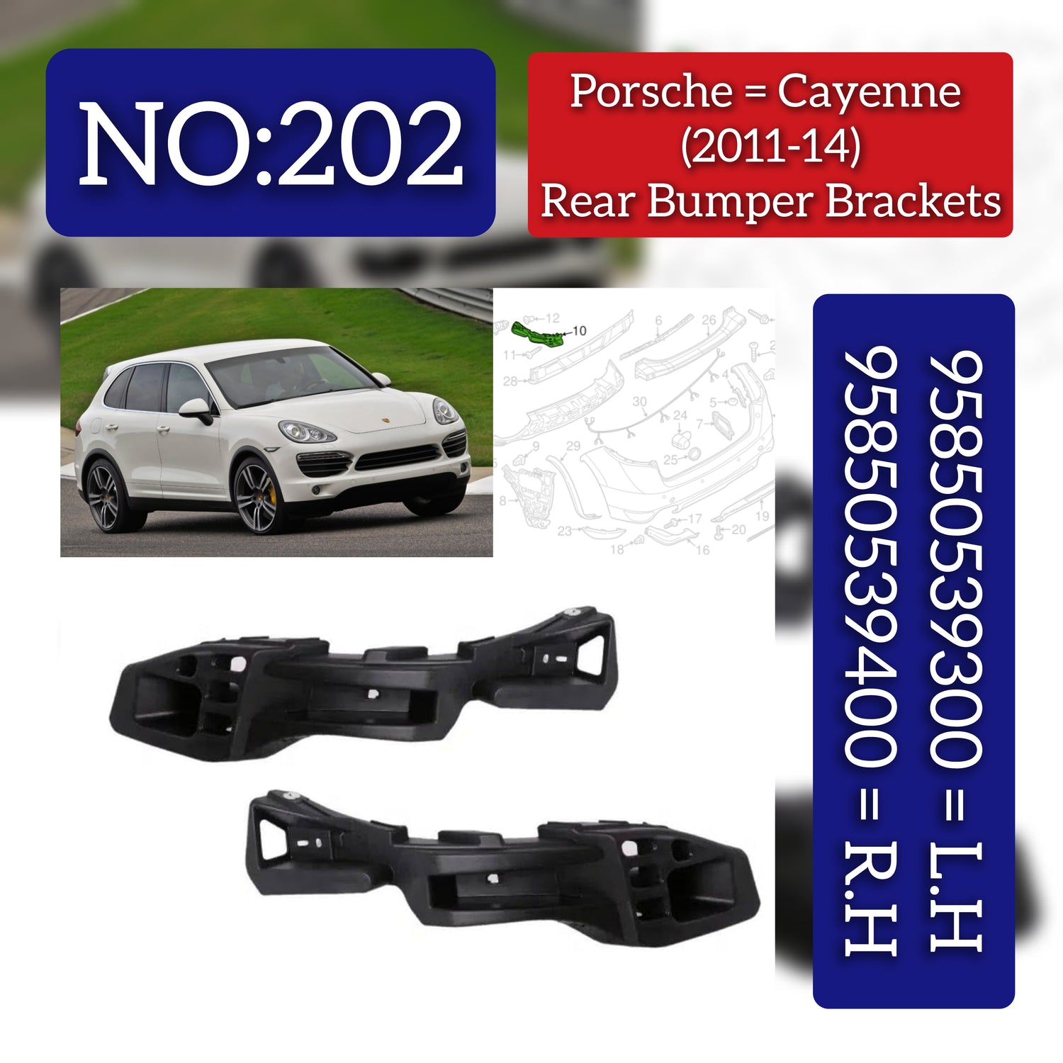 Rear Bumper Bracket Left 95850539300 Right 95850539400 Compatible With Porsche Cayenne 2011 Tag No.202