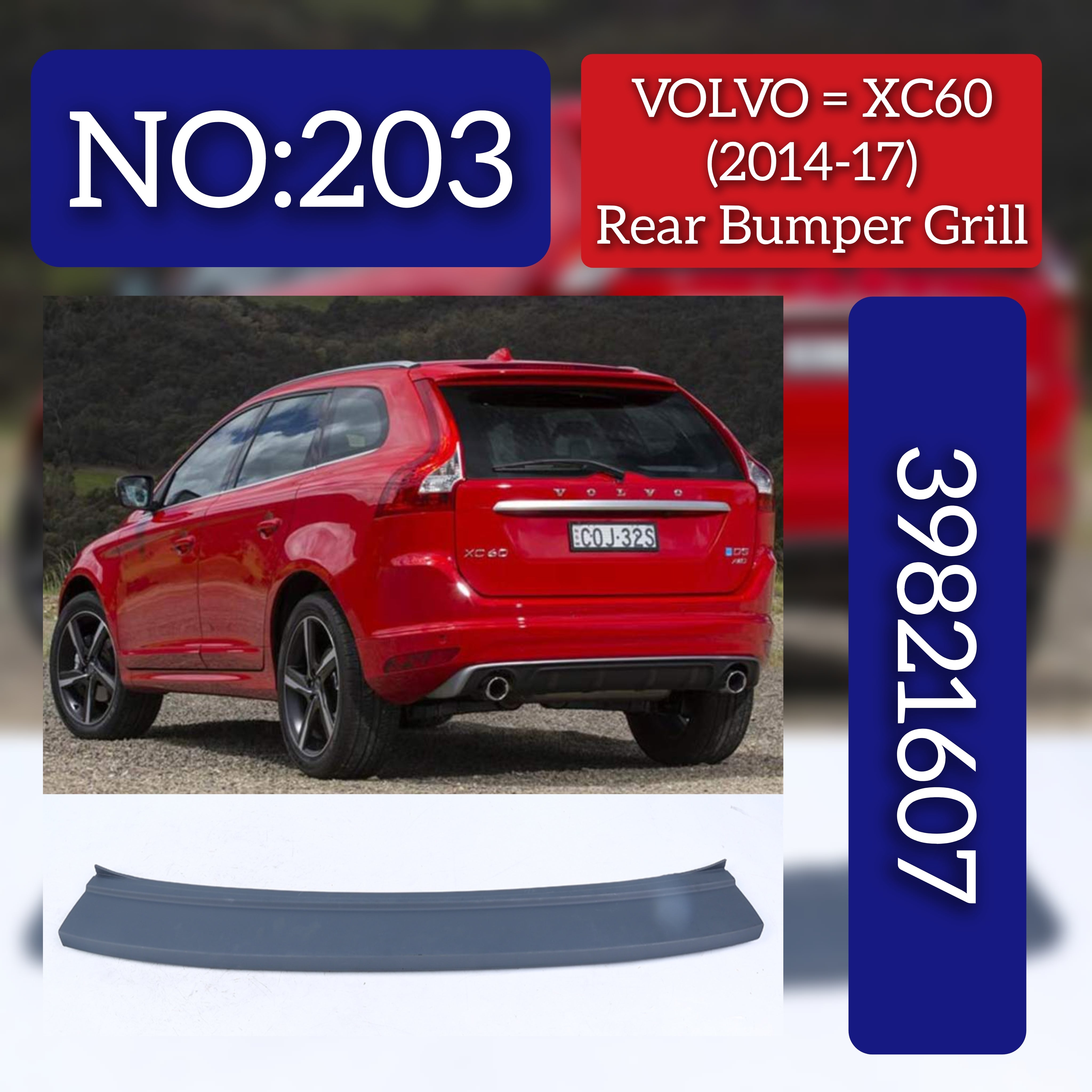 Rear Bumper Grill Center Side 39821607 Compatible With Volvo XC60 (246) I SUV (156) Tag No.203