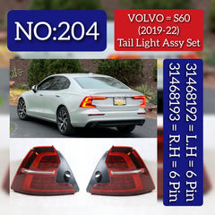 Tail Light Rear Lamp Left 31468192 m& Right 31468193 Compatible With VOLVO S60 Tag No.204