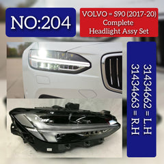 Headlight Headlamp Left 31434662 & Right 31434663 (Without Blaster) Compatible With VOLVO S90 (2017-2020)