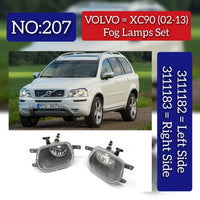 Fog Lamp Light Set Left 31111182 Right 31111183 Compatible VOLVO XC90 I (275) (2002-2013) Tag No.207