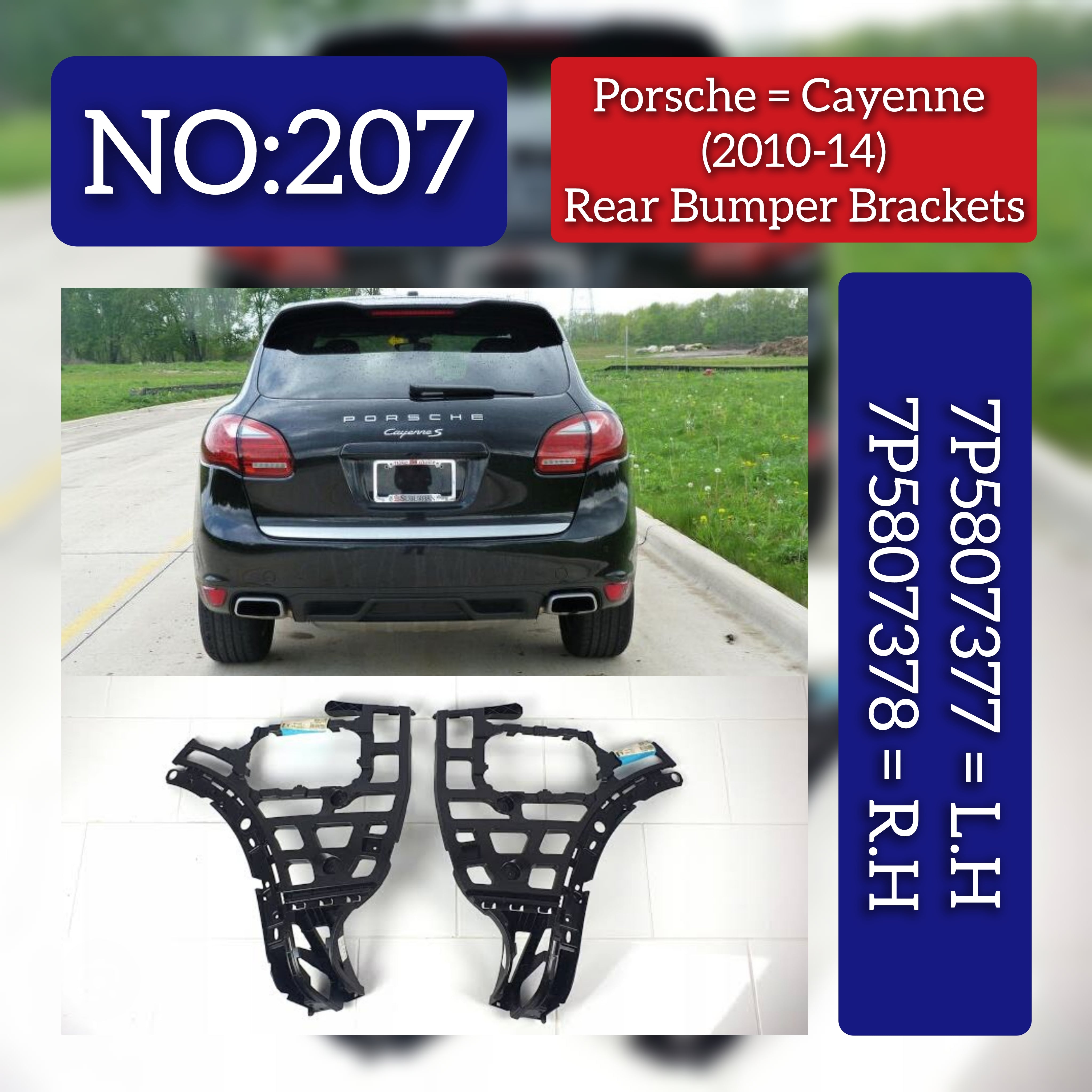 Rear Bumper Cover Mount Left  7P5807377  & Right 7P5807378 Compatible With PORSCHE CAYENNE 92A Tag No.207