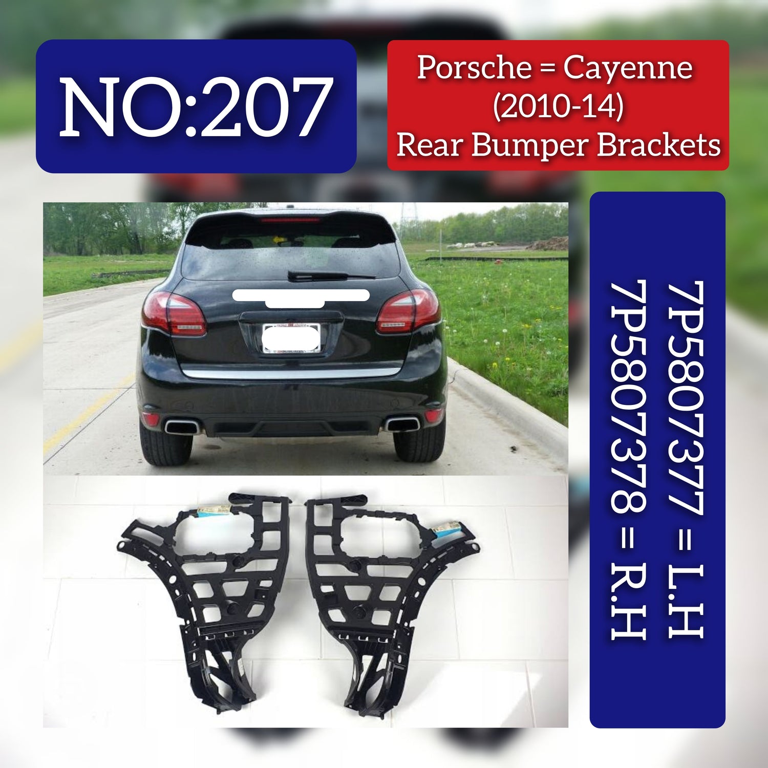 Rear Bumper Cover Mount Left 7P5807377 95850537700  & Right 7P5807378 95850537800 Compatible With PORSCHE CAYENNE 92A Tag No.207