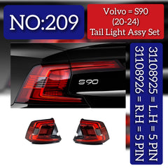 Tail Light Assy Set Right 31108926 Left 31108925 Compatible With VOLVO - S90 Tag No.209