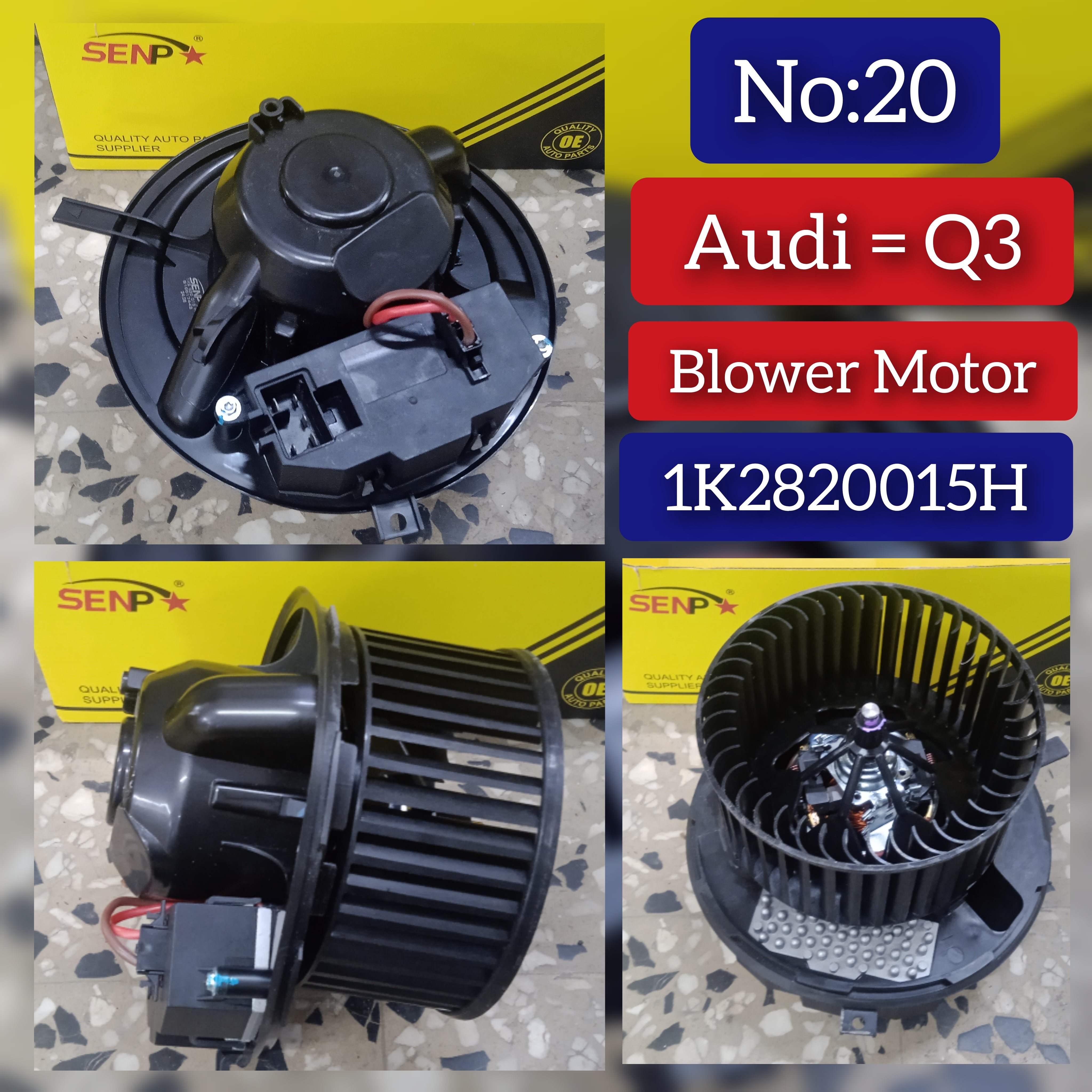 AC Heater Blower Motor 1K2820015G 1K2820015H Compatible with AUDI Q3 (8UB, 8UG) & TT (8J3) & SKODA OCTAVIA II (1Z3) | LAURA & SUPERB II (3T4) & YETI (5L) & VW BEETLE (5C1, 5C2)
