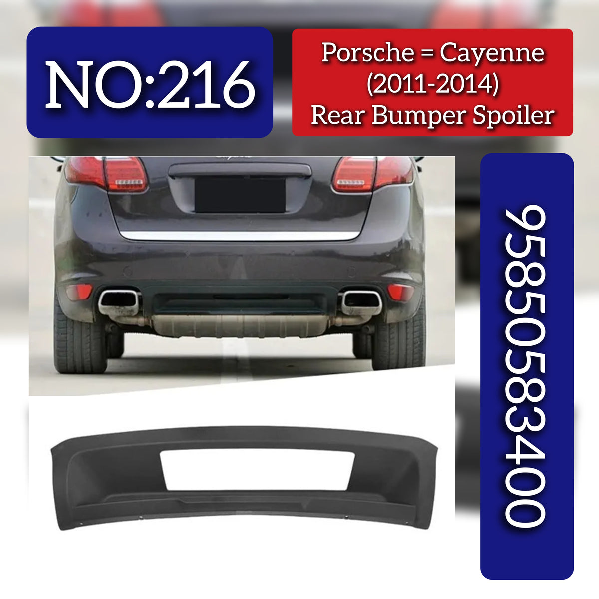 Rear Bumper Spoiler 95850583400 Compatible With Porsche Cayenne (2011-2014) Tag No.216