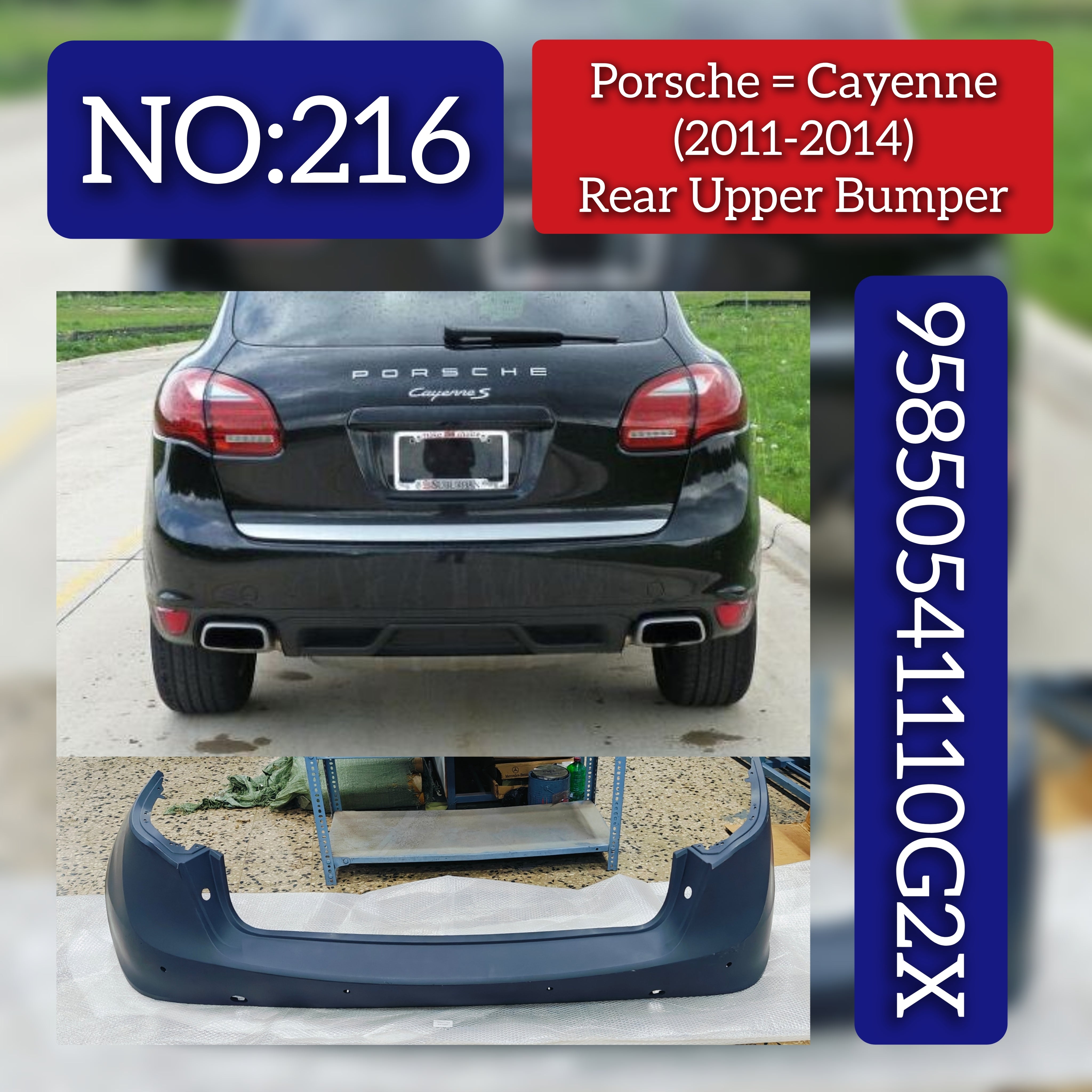 Rear Bumper 95850541110G2X Compatible With PORSHE CAYENNE 2011-2014 Tag No.216