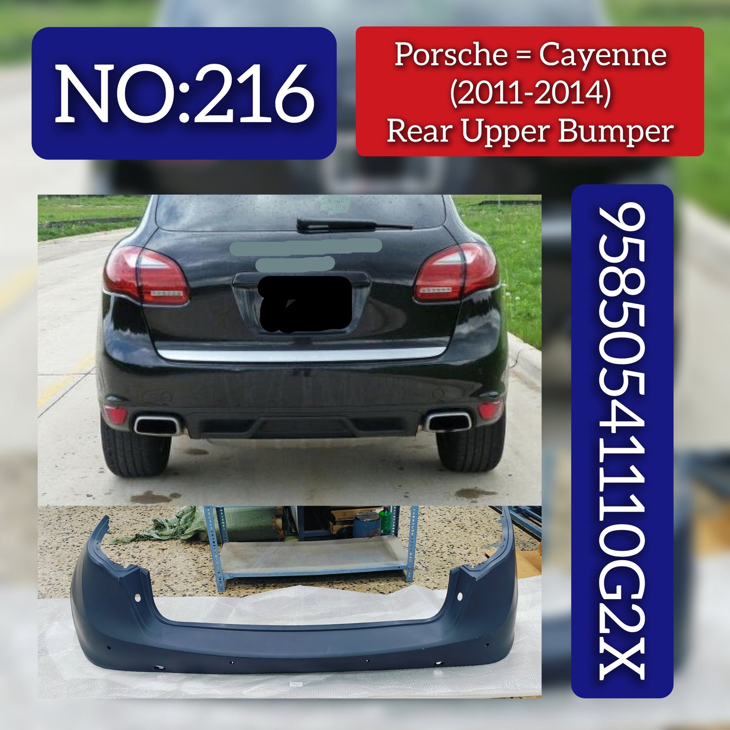 Rear Bumper 95850541110G2X Compatible With PORSHE CAYENNE 2011-2014 Tag No.216
