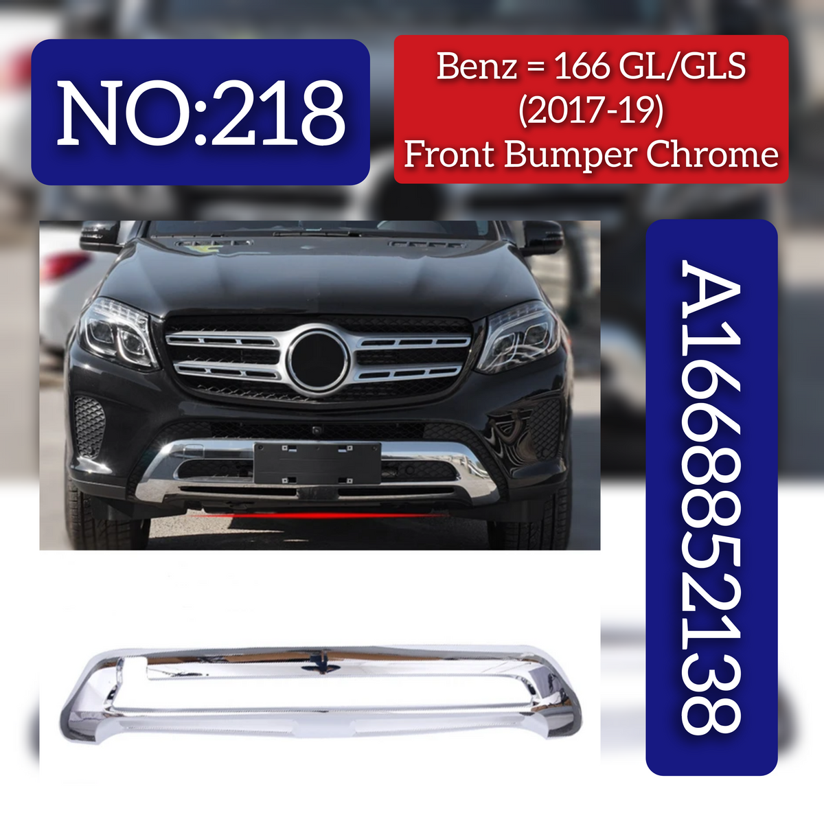 Front Bumper Chrome 1668852138 Compatible With Mercedes Benz 166 GL GLS (2017-19) Tag No.218