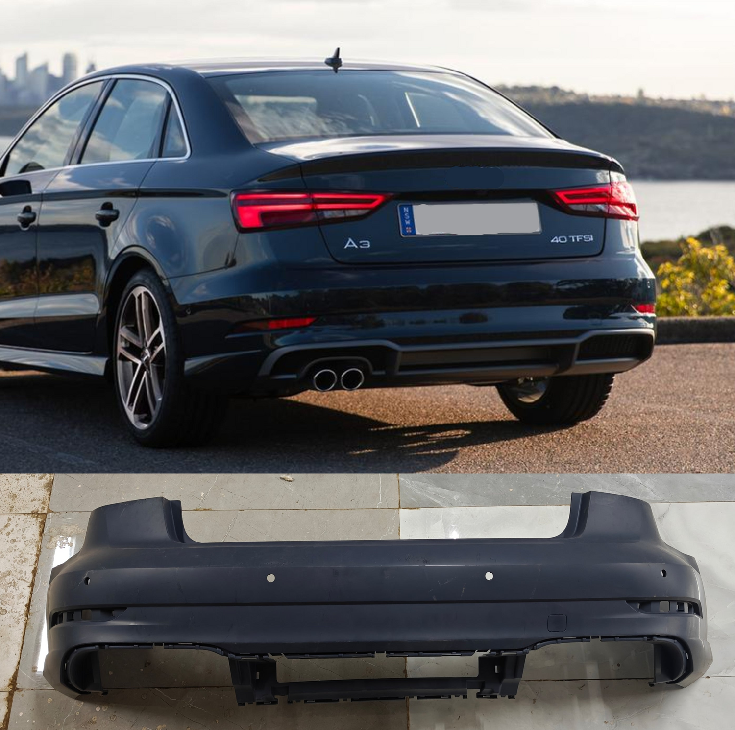 Rear Upper Bumper 8V5807067K 8V5807067KGRU Compatible With AUDI A3 Convertible (8V7, 8VE) | A3 / S3, A3 Limousine (8VS, 8VM) | A3 / S3 (2017-2020) Tag No.219