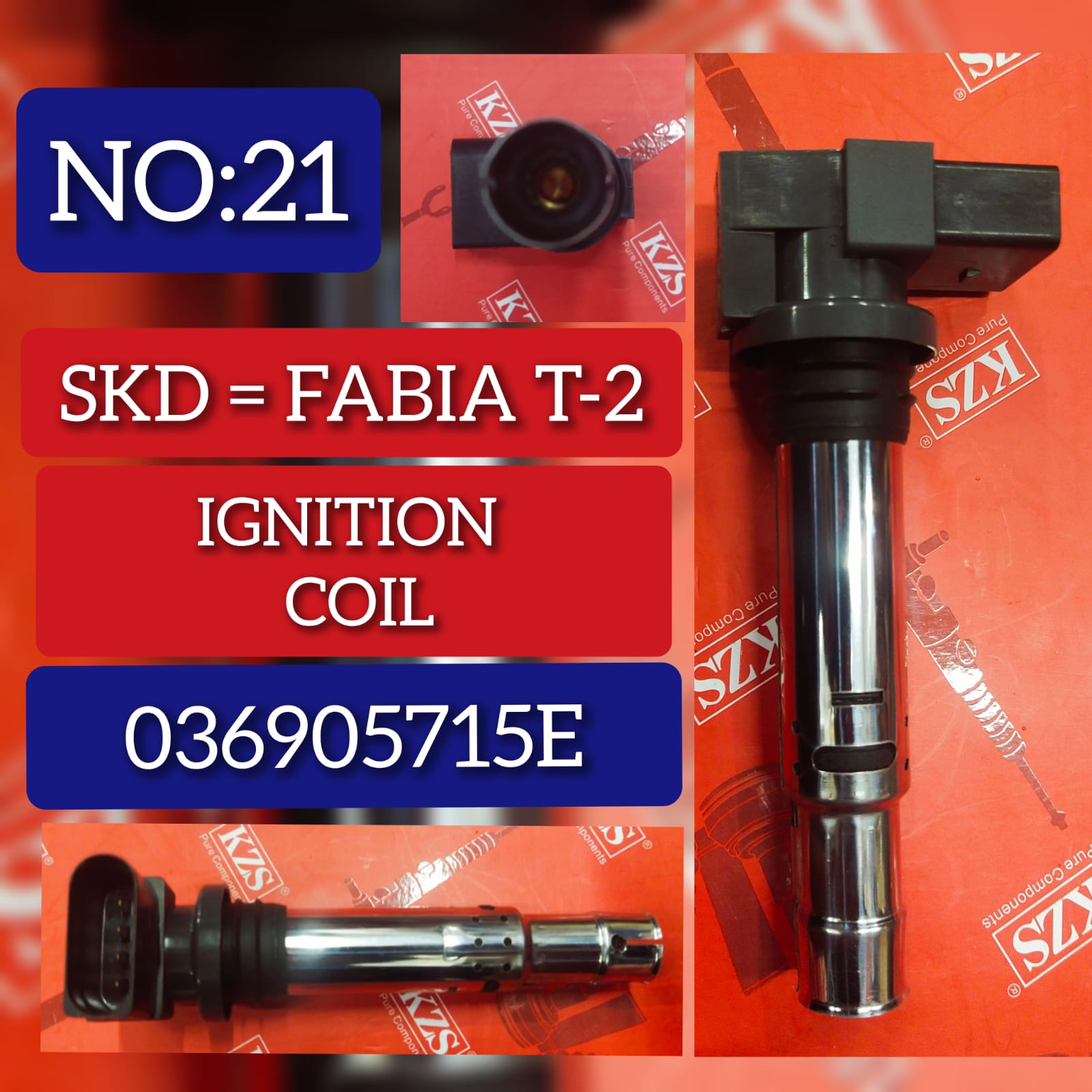 Ignition Coil 036905715E Compatible With SKODA FABIA II & (542) RAPID (NA2) & VW JETTA IV (162, 163, AV3, AV2) | JETTA / CLASICO | VENTO POLO V (6R1, 6C1) & POLO V Saloon (602, 604, 612, 614) | VENT