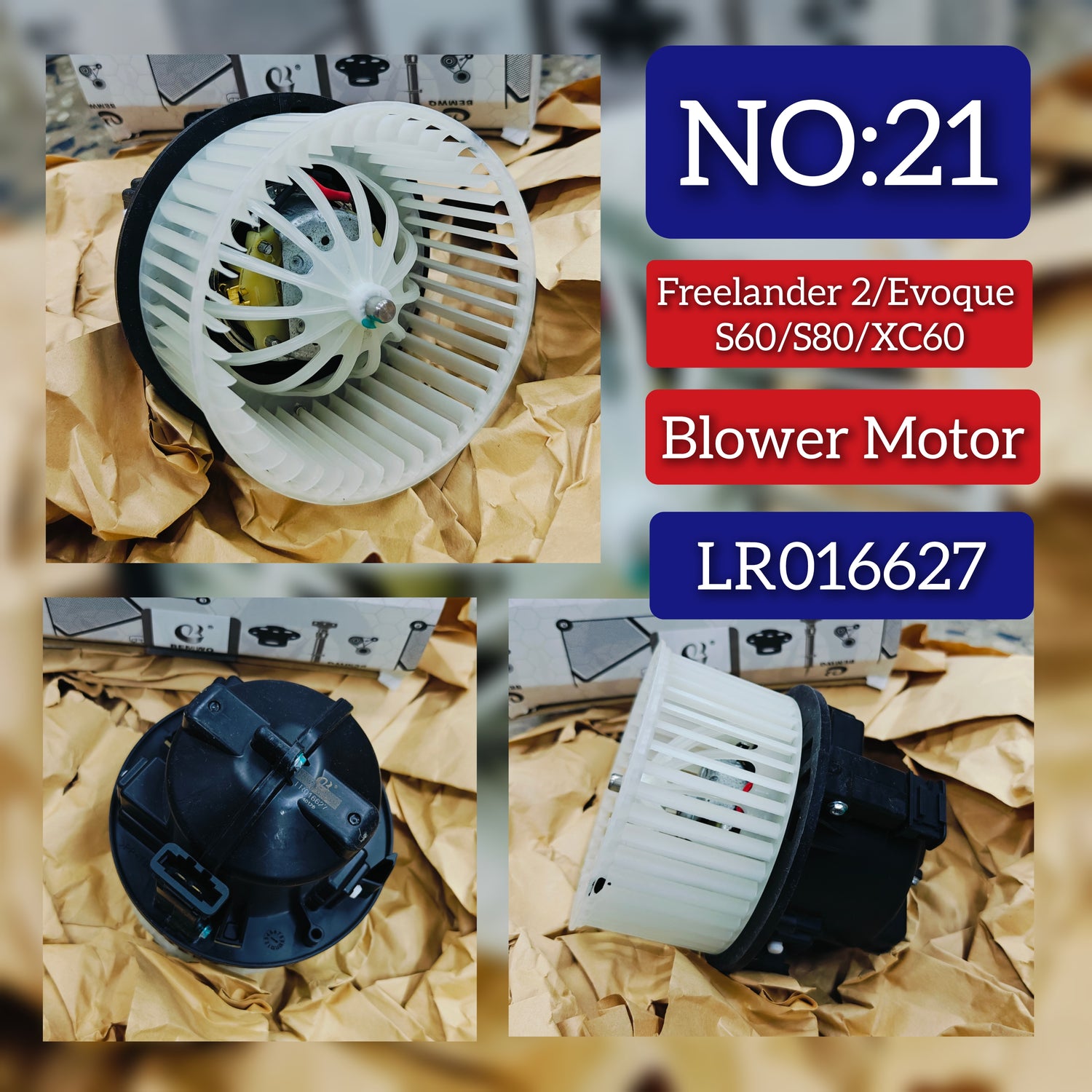 AC Heater Blower Motor LR016627 LR002630 LR009738 Compatible with LAND ROVER FREELANDER 2 (L359)&  | LR2 RANGE ROVER EVOQUE (L538) & RANGE ROVER EVOQUE Convertible (L538) Tag No.21