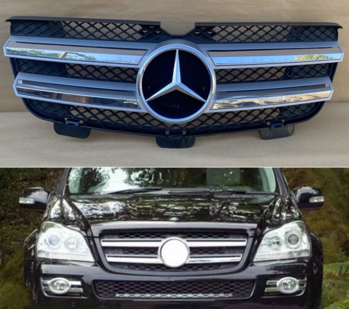 AMG Silver Double Chrome Show Grill Compatible With Mercedes  Benz ML-Class W164 Tag 143