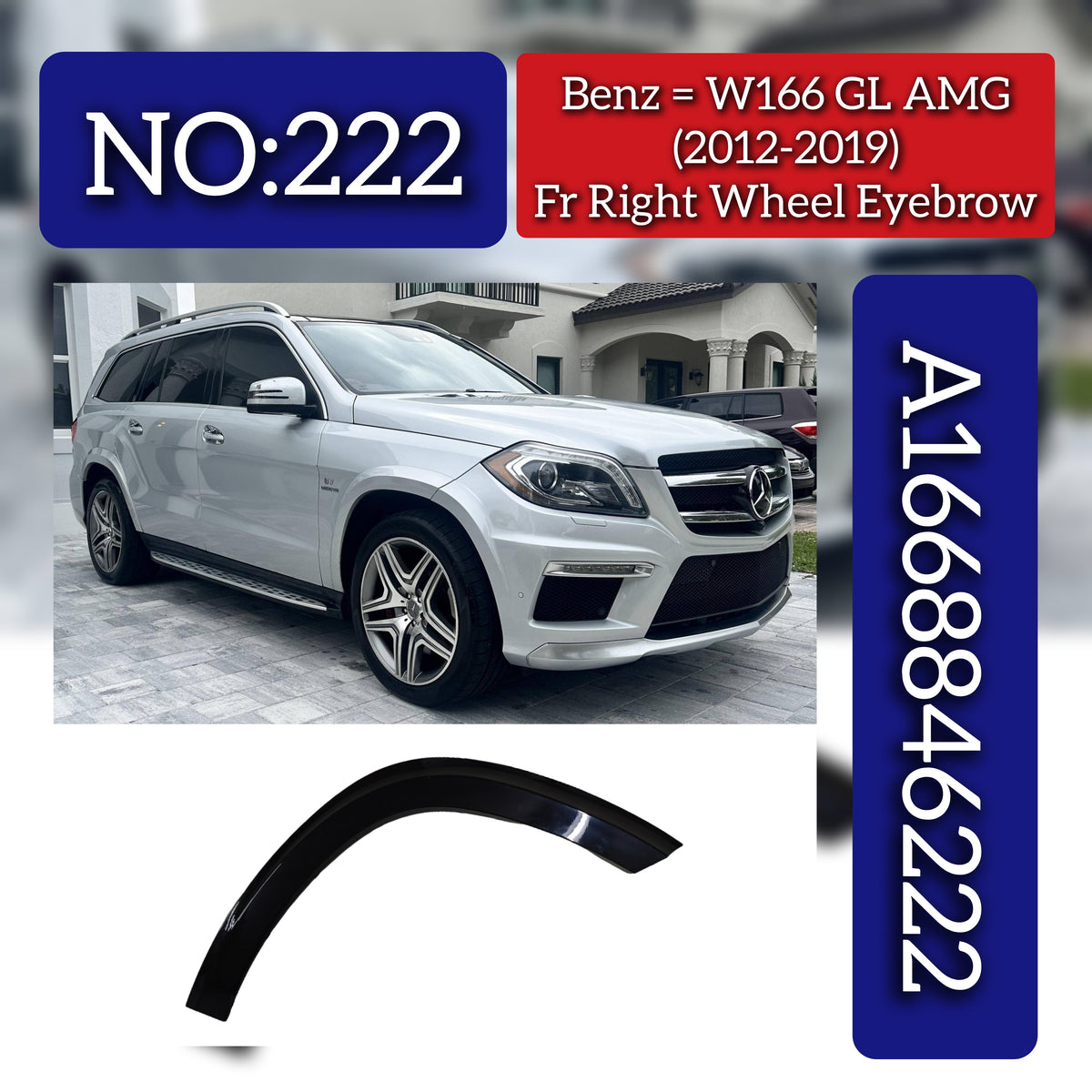 Front Wheel Arch AMG ( EYEBROW ) 1668846222 Compatible With Mercedes Benz GLS-GLX W166 (2012-2019) Tag No.222